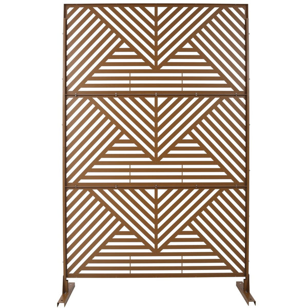 English Elm Outdoor Freestanding Metal Privacy Screen Geometric Cutout Panel for Patio or Garden Brown PS101 W465P193162