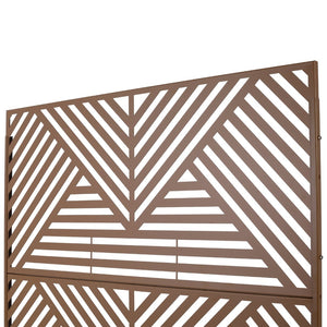 English Elm Outdoor Freestanding Metal Privacy Screen Geometric Cutout Panel for Patio or Garden Brown PS101 W465P193162