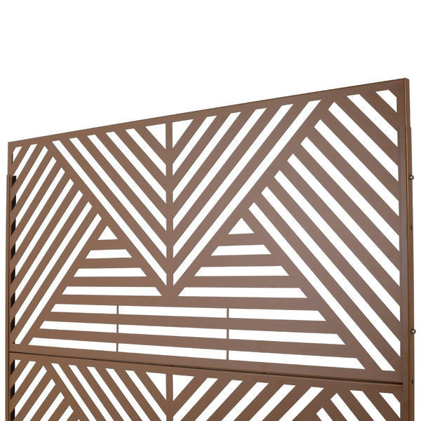 English Elm Outdoor Freestanding Metal Privacy Screen Geometric Cutout Panel for Patio or Garden Brown PS101 W465P193162