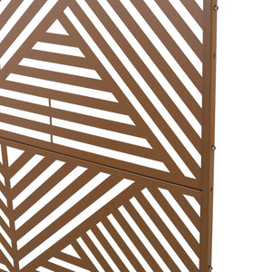 English Elm Outdoor Freestanding Metal Privacy Screen Geometric Cutout Panel for Patio or Garden Brown PS101 W465P193162
