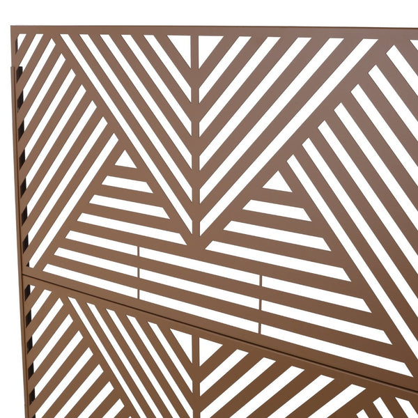 English Elm Outdoor Freestanding Metal Privacy Screen Geometric Cutout Panel for Patio or Garden Brown PS101 W465P193162