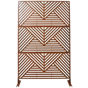 English Elm Outdoor Freestanding Metal Privacy Screen Geometric Lattice Panel for Patio Garden Deck W465P193166