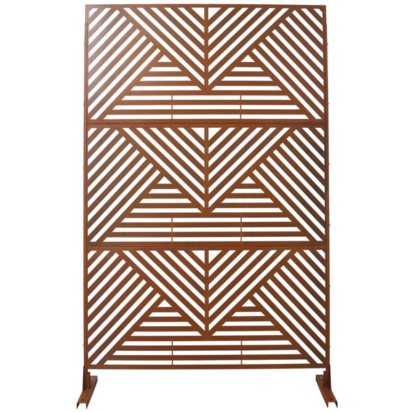 English Elm Outdoor Freestanding Metal Privacy Screen Geometric Lattice Panel for Patio Garden Deck W465P193166