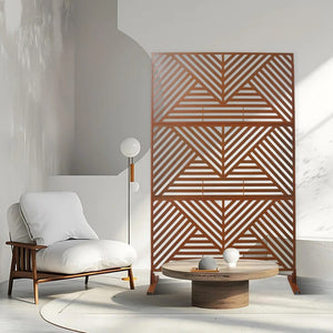 English Elm Outdoor Freestanding Metal Privacy Screen Geometric Lattice Panel for Patio Garden Deck W465P193166