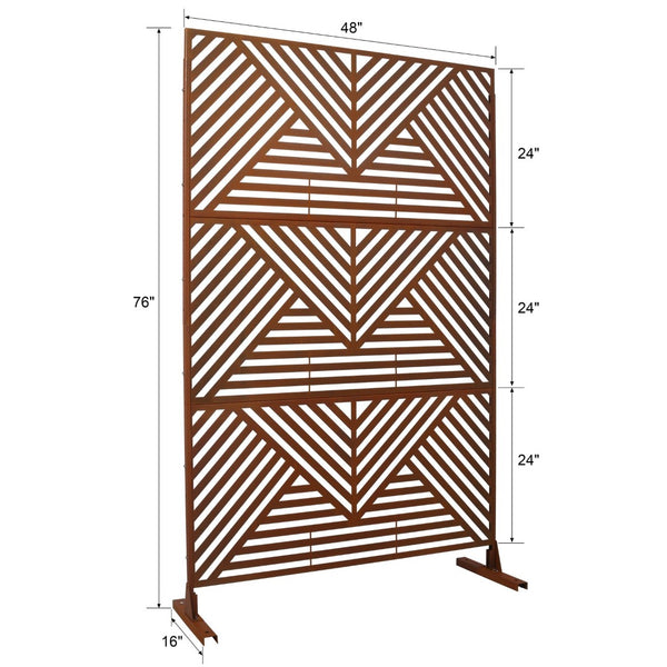 English Elm Outdoor Freestanding Metal Privacy Screen Geometric Lattice Panel for Patio Garden Deck W465P193166