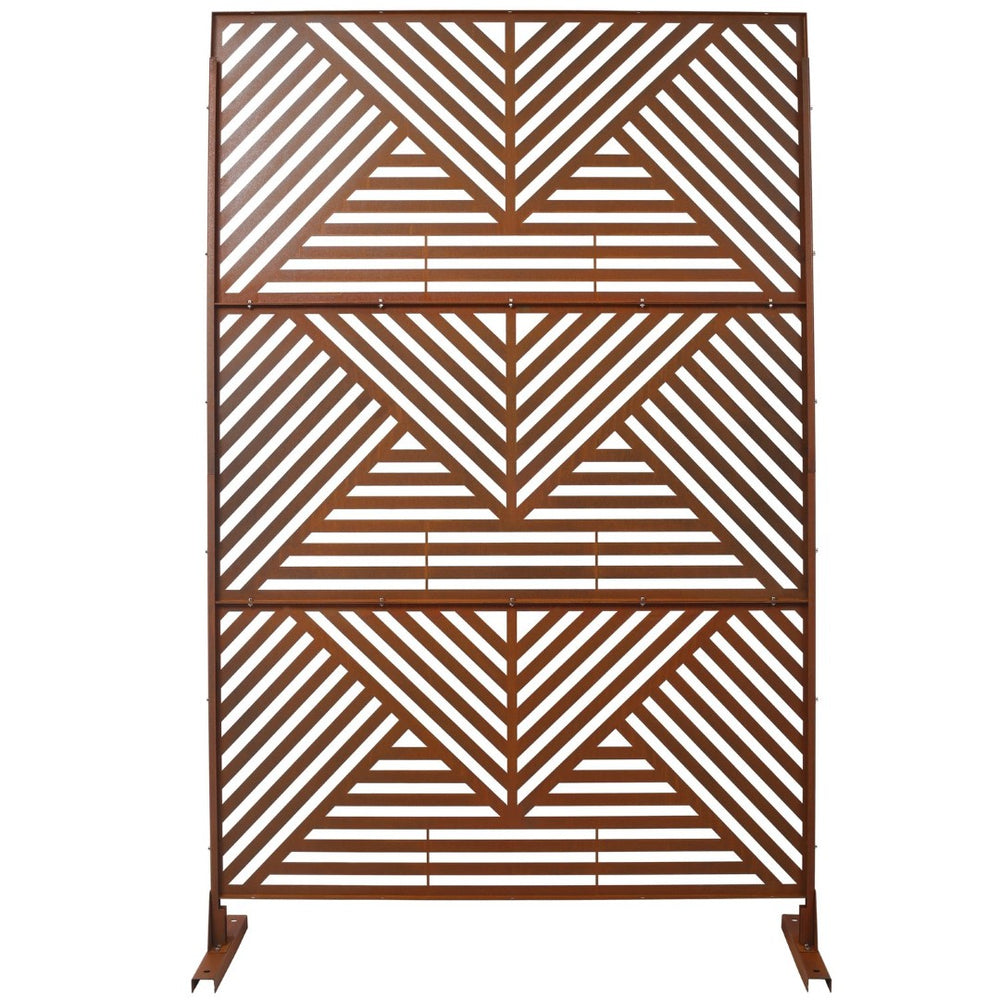 English Elm Outdoor Freestanding Metal Privacy Screen Geometric Lattice Panel for Patio Garden Deck W465P193166