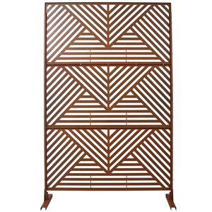 English Elm Outdoor Freestanding Metal Privacy Screen Geometric Lattice Panel for Patio Garden Deck W465P193166