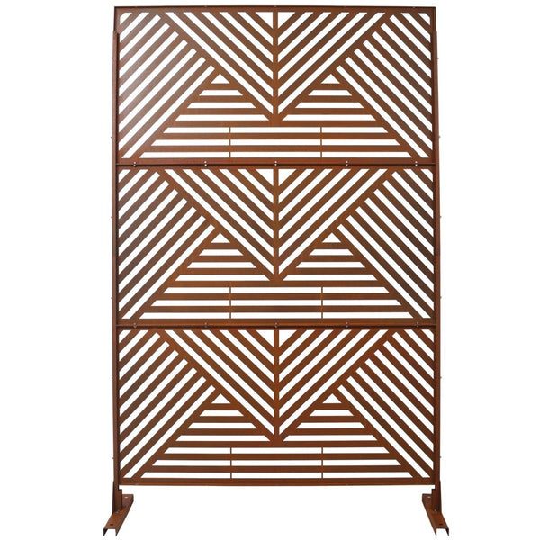 English Elm Outdoor Freestanding Metal Privacy Screen Geometric Lattice Panel for Patio Garden Deck W465P193166