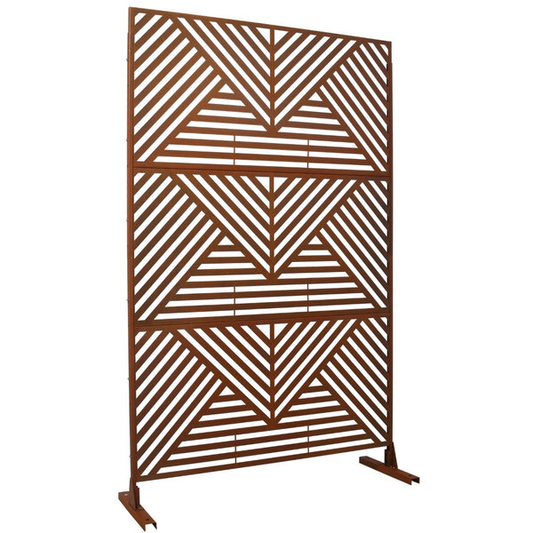 English Elm Outdoor Freestanding Metal Privacy Screen Geometric Lattice Panel for Patio Garden Deck W465P193166