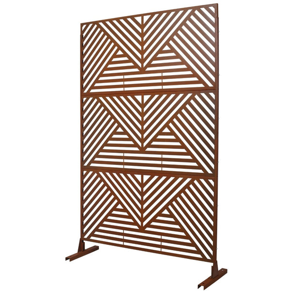 English Elm Outdoor Freestanding Metal Privacy Screen Geometric Lattice Panel for Patio Garden Deck W465P193166