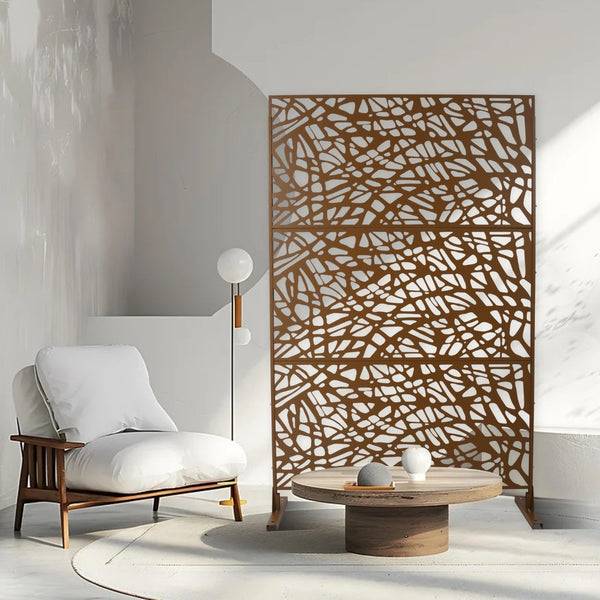 English Elm Outdoor Freestanding Metal Privacy Screen Geometric Lattice Panel for Patio Deck Garden W465P193190