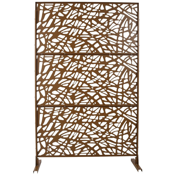 English Elm Outdoor Freestanding Metal Privacy Screen Geometric Lattice Panel for Patio Deck Garden W465P193190