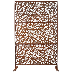 English Elm Outdoor Freestanding Metal Privacy Screen Rustic Patina Lattice Panel for Patio Deck Garden PS102 W465P193191