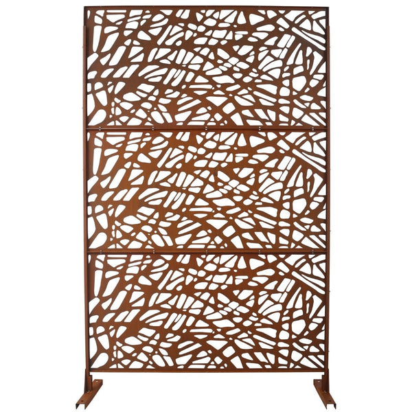 English Elm Outdoor Freestanding Metal Privacy Screen Rustic Patina Lattice Panel for Patio Deck Garden PS102 W465P193191