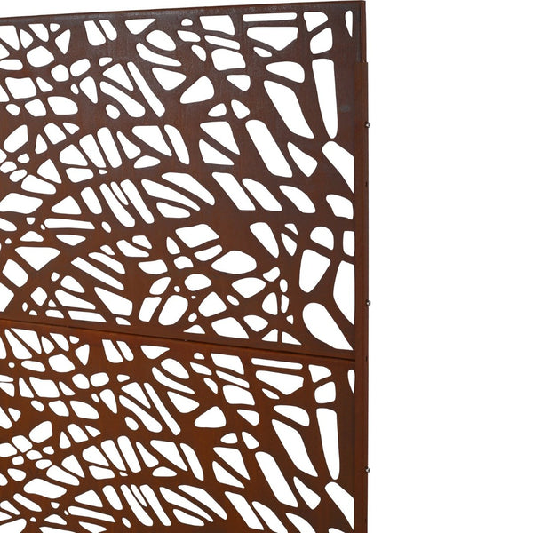 English Elm Outdoor Freestanding Metal Privacy Screen Rustic Patina Lattice Panel for Patio Deck Garden PS102 W465P193191
