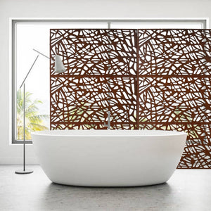 English Elm Outdoor Freestanding Metal Privacy Screen Rustic Patina Lattice Panel for Patio Deck Garden PS102 W465P193191
