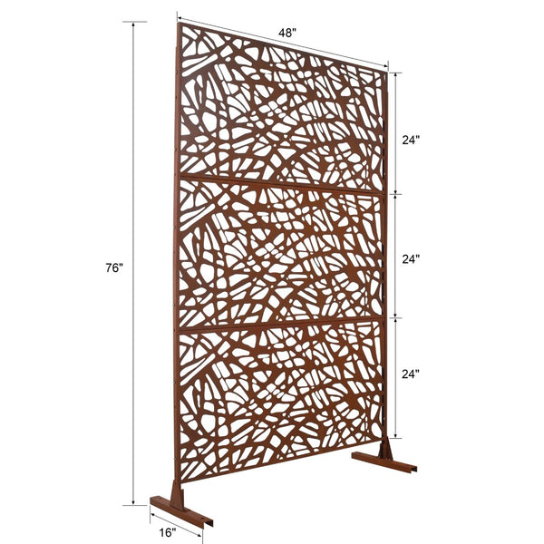 English Elm Outdoor Freestanding Metal Privacy Screen Rustic Patina Lattice Panel for Patio Deck Garden PS102 W465P193191