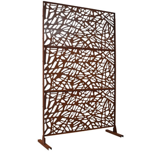 English Elm Outdoor Freestanding Metal Privacy Screen Rustic Patina Lattice Panel for Patio Deck Garden PS102 W465P193191