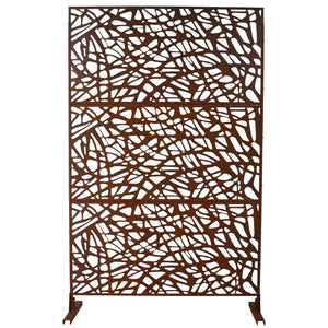 English Elm Outdoor Freestanding Metal Privacy Screen Rustic Patina Lattice Panel for Patio Deck Garden PS102 W465P193191