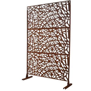 English Elm Outdoor Freestanding Metal Privacy Screen Rustic Patina Lattice Panel for Patio Deck Garden PS102 W465P193191
