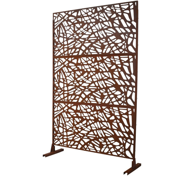 English Elm Outdoor Freestanding Metal Privacy Screen Rustic Patina Lattice Panel for Patio Deck Garden PS102 W465P193191