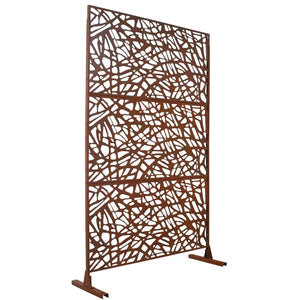 English Elm Outdoor Freestanding Metal Privacy Screen Rustic Patina Lattice Panel for Patio Deck Garden PS102 W465P193191