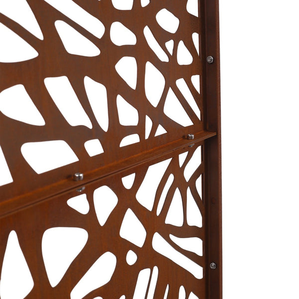 English Elm Outdoor Freestanding Metal Privacy Screen Rustic Patina Lattice Panel for Patio Deck Garden PS102 W465P193191