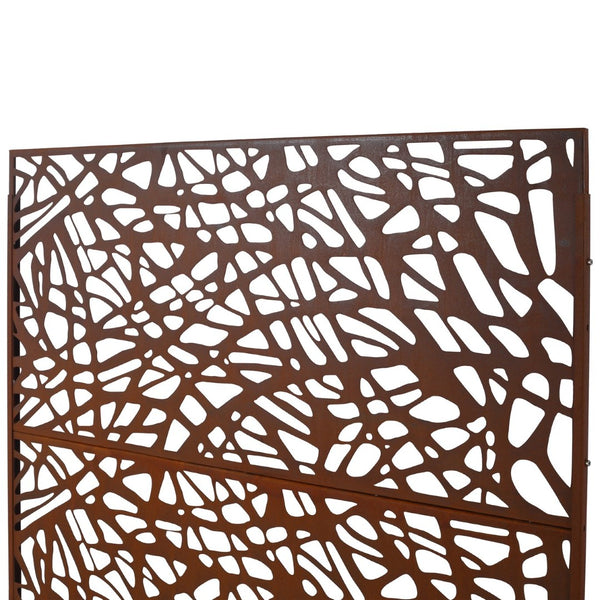 English Elm Outdoor Freestanding Metal Privacy Screen Rustic Patina Lattice Panel for Patio Deck Garden PS102 W465P193191