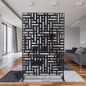 English Elm Outdoor Metal Privacy Screen Freestanding Geometric Panel for Patio Balcony Lawn W465P193192