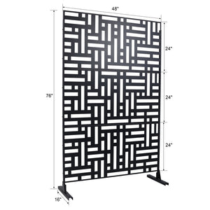 English Elm Outdoor Metal Privacy Screen Freestanding Geometric Panel for Patio Balcony Lawn W465P193192