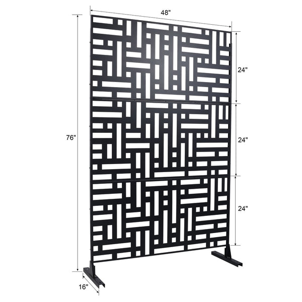 English Elm Outdoor Metal Privacy Screen Freestanding Geometric Panel for Patio Balcony Lawn W465P193192