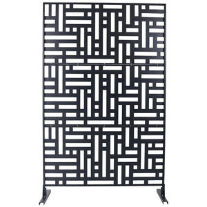 English Elm Outdoor Metal Privacy Screen Freestanding Geometric Panel for Patio Balcony Lawn W465P193192