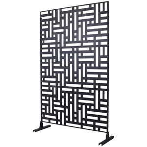 English Elm Outdoor Metal Privacy Screen Freestanding Geometric Panel for Patio Balcony Lawn W465P193192