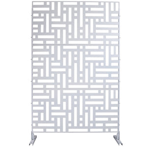 English Elm Outdoor Freestanding Metal Privacy Screen Geometric Cutout Panel for Patio or Garden White PS103 W465P193193