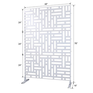 English Elm Outdoor Freestanding Metal Privacy Screen Geometric Cutout Panel for Patio or Garden White PS103 W465P193193