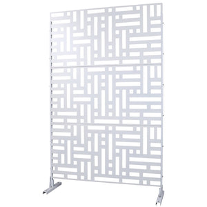 English Elm Outdoor Freestanding Metal Privacy Screen Geometric Cutout Panel for Patio or Garden White PS103 W465P193193