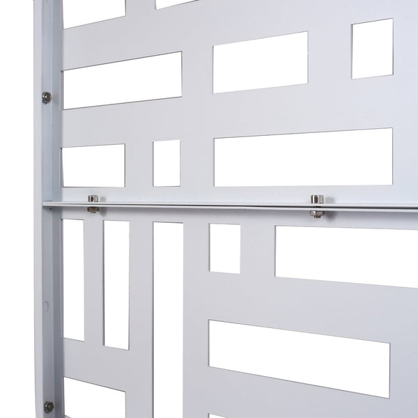 English Elm Outdoor Freestanding Metal Privacy Screen Geometric Cutout Panel for Patio or Garden White PS103 W465P193193