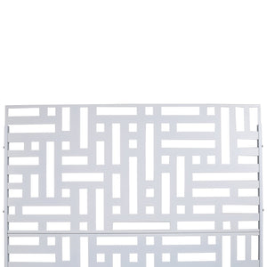 English Elm Outdoor Freestanding Metal Privacy Screen Geometric Cutout Panel for Patio or Garden White PS103 W465P193193