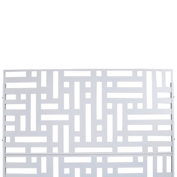 English Elm Outdoor Freestanding Metal Privacy Screen Geometric Cutout Panel for Patio or Garden White PS103 W465P193193