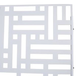 English Elm Outdoor Freestanding Metal Privacy Screen Geometric Cutout Panel for Patio or Garden White PS103 W465P193193