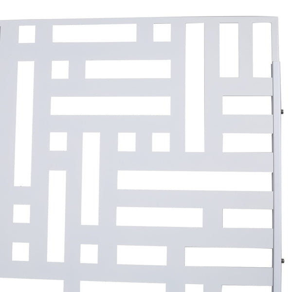 English Elm Outdoor Freestanding Metal Privacy Screen Geometric Cutout Panel for Patio or Garden White PS103 W465P193193