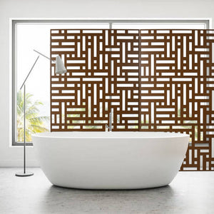 English Elm Outdoor Freestanding Metal Privacy Screen Geometric Cutout Panel for Patio or Garden Brown PS103 W465P193195