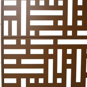 English Elm Outdoor Freestanding Metal Privacy Screen Geometric Cutout Panel for Patio or Garden Brown PS103 W465P193195