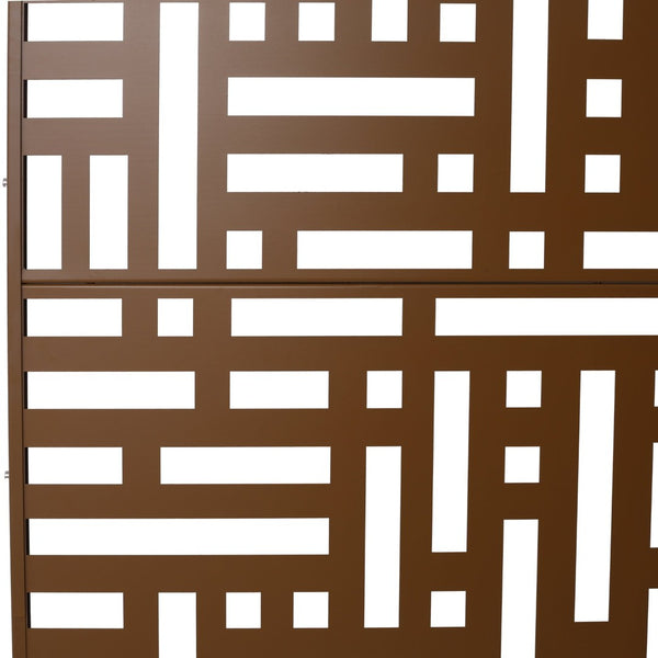 English Elm Outdoor Freestanding Metal Privacy Screen Geometric Cutout Panel for Patio or Garden Brown PS103 W465P193195
