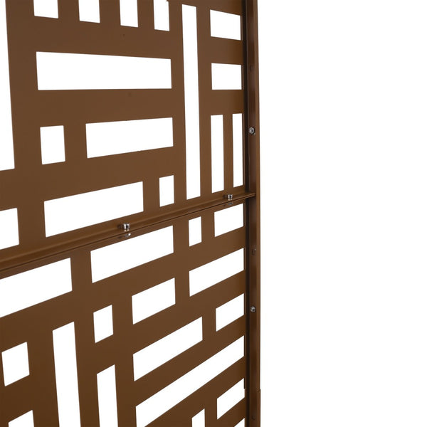 English Elm Outdoor Freestanding Metal Privacy Screen Geometric Cutout Panel for Patio or Garden Brown PS103 W465P193195