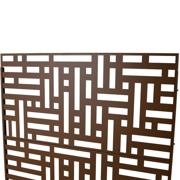 English Elm Outdoor Freestanding Metal Privacy Screen Geometric Cutout Panel for Patio or Garden Brown PS103 W465P193195