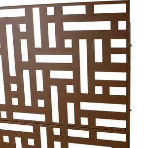 English Elm Outdoor Freestanding Metal Privacy Screen Geometric Cutout Panel for Patio or Garden Brown PS103 W465P193195