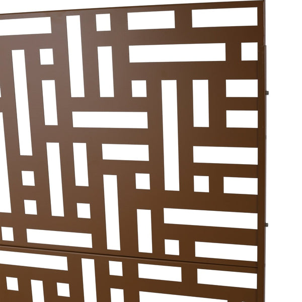 English Elm Outdoor Freestanding Metal Privacy Screen Geometric Cutout Panel for Patio or Garden Brown PS103 W465P193195
