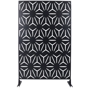 English Elm Outdoor Geometric Metal Privacy Screen Freestanding Lattice Panel for Patio Deck Garden Black PS104 W465P193196