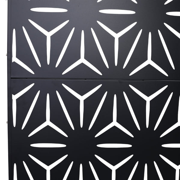 English Elm Outdoor Geometric Metal Privacy Screen Freestanding Lattice Panel for Patio Deck Garden Black PS104 W465P193196
